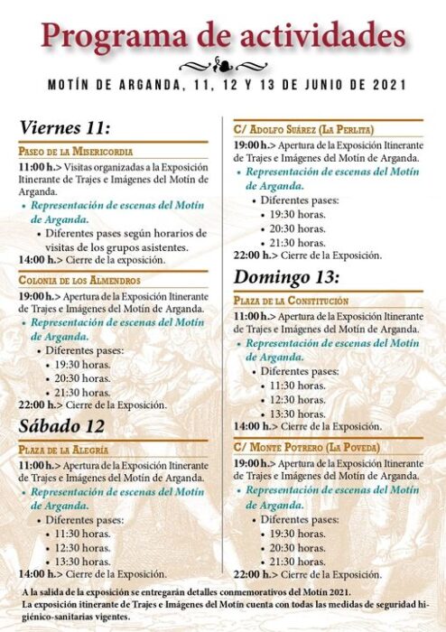 Horarios de la exposición Motín de Arganda